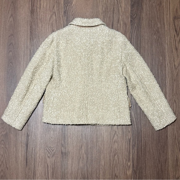 Akris Wool Bouclé Jacket with Lambskin Leather Trim – Size 10 - Picture 3 of 15